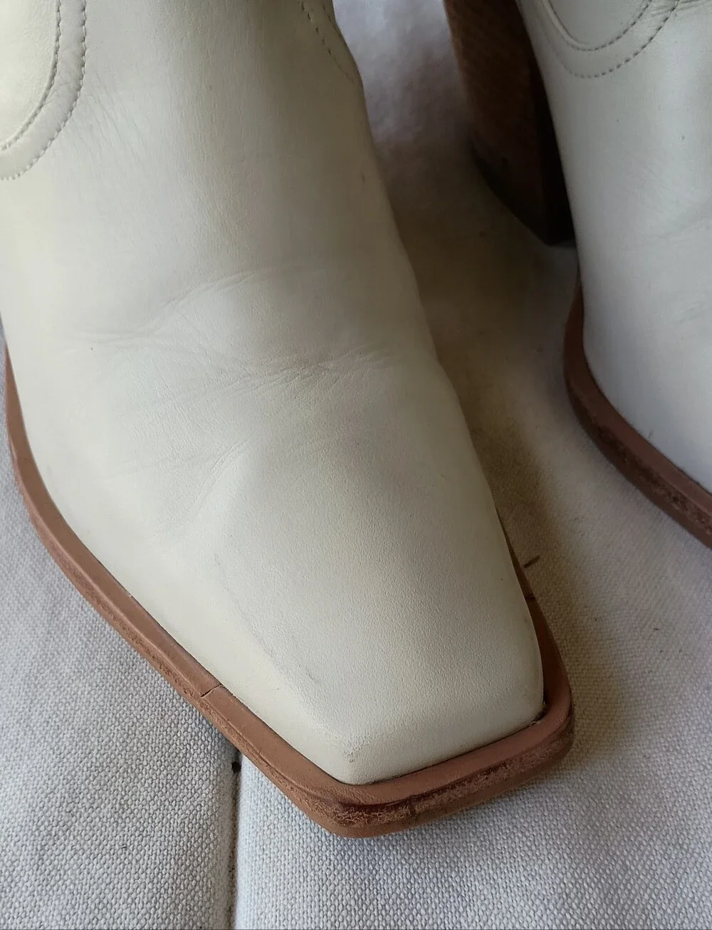 Vince Camuto Women’s Cream Ankle Boots - Minimal Square Toe Chelsea Style_9